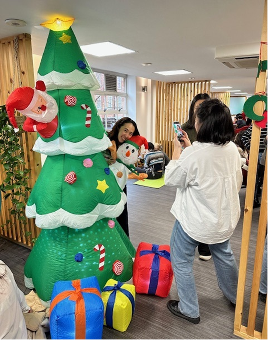 Students socialising at a Winter Buddies event.